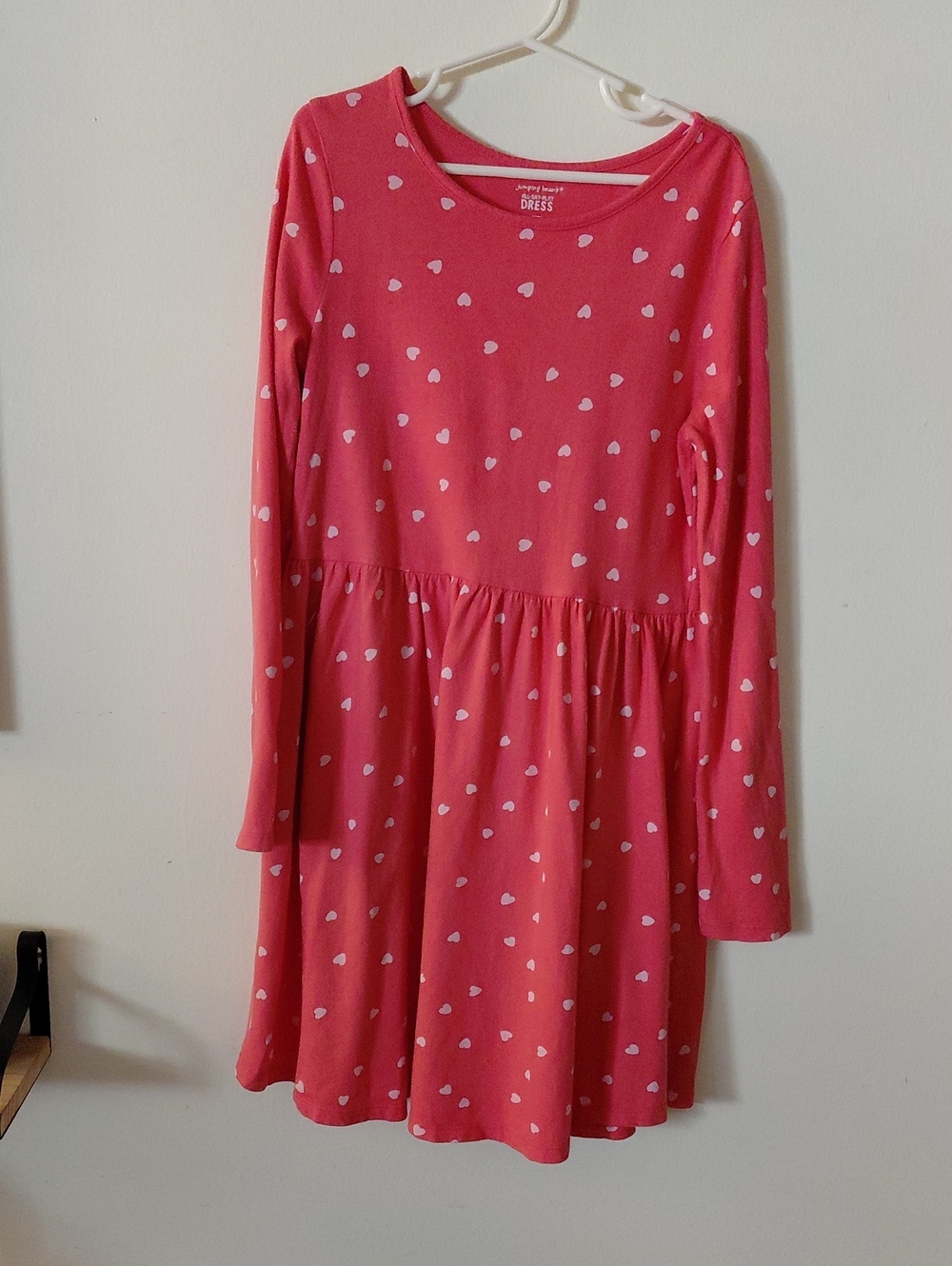 jumping beans Pink Heart-Print Long Sleeve Dress